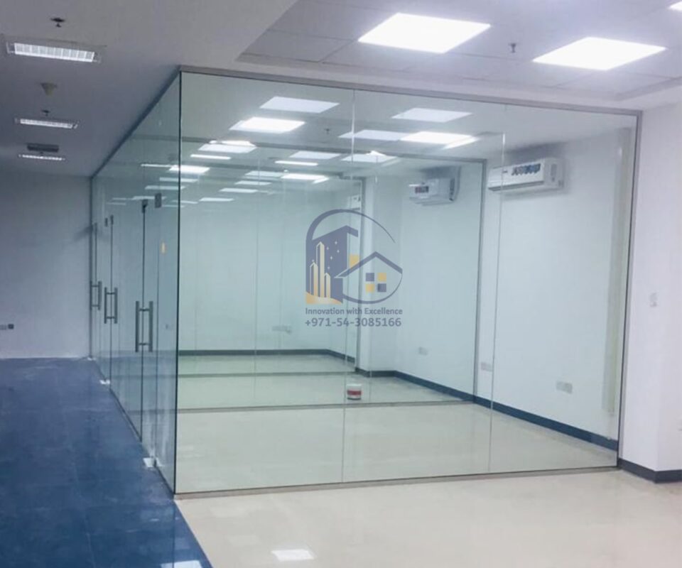 clear tempered glass partition